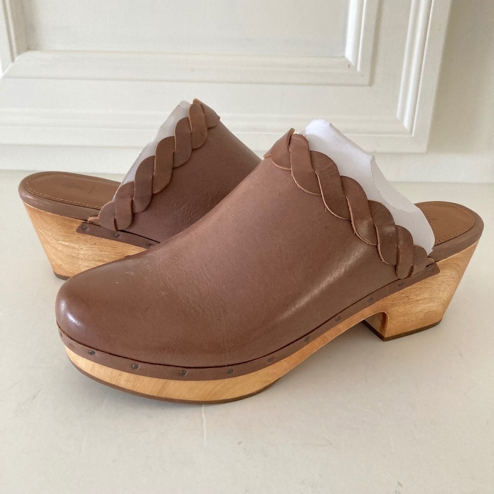 NWOT Frye Mille Braid Tobacco Leather Mule Clogs Sz 10